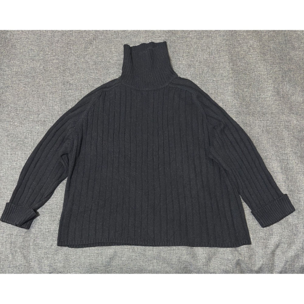 Christina Womens 3X Turtleneck Sweater Black Ribbed Knit Acrylic RN 93751
